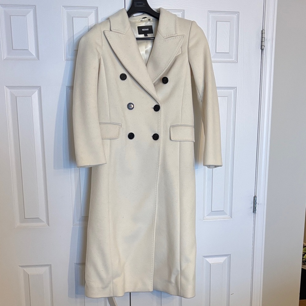 ◼️Mackage Holt Renfrew Yvonne Wool And Cashmere Double-Breasted Long Coat Small - Picture 2 of 10